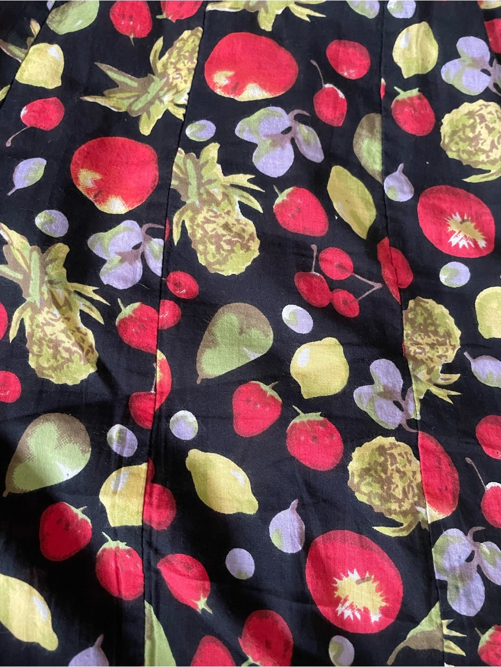 Dress Addict Fruit Print Midi Dress Smocked Waist Large 100% Cotton Novelty - Picture 7 of 9